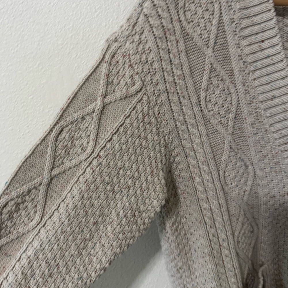 Prana Sangria Fields Cable Knit Button Cardigan Canvas Confetti Wool Blend-XS - Picture 5 of 11